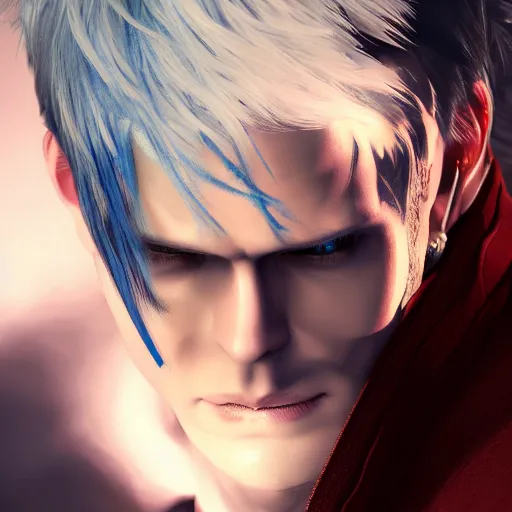 dante from devil may cry 3 portrait dnd, painting by