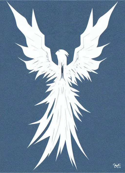 Prompt: white phoenix on salt mountain simple background simplified design geometric graphic design Jean-Auguste-Dominique style