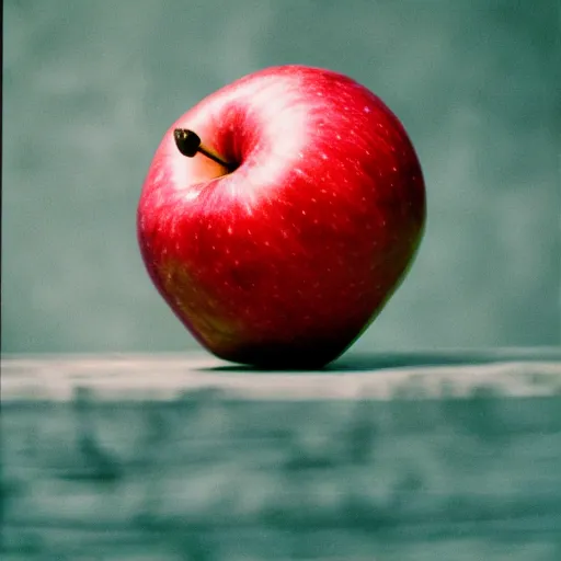 Prompt: a beautiful photo of a red apple, Kodak Ektar 100