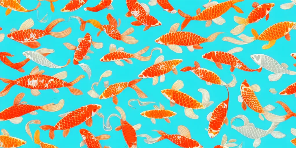 Image similar to repeating pattern of cute koi fishies