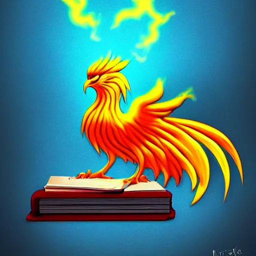 Prompt: A phoenix reading a book | Detailed | HD | Digital Art | 2018 | Modern | DC | Color | Glossy | 3D | Raytraced | Award Winning | Artstation | Trending | Viral | Colorful | Amazing | Cute | Artistic | Soft Lighting | Cell Shader | Lovely | Fanart | Soft | Artwork | Hard Line