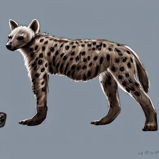 Prompt: very cute baby cyborg hyena, realistic concept art, cyberpunk