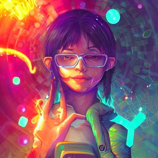 Image similar to skill magic geek inside matrix deepdream radiating a glowing aura stuff loot legends stylized digital illustration video game icon artstation lois van baarle, ilya kuvshinov, rossdraws,