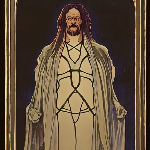 Prompt: portrait of the undertaker from the wwe by alphonse mucha