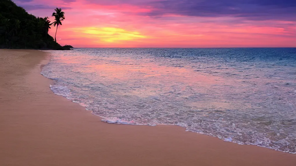 Image similar to A beach with a beautiful sunset