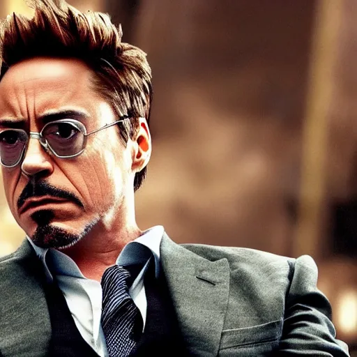 Image similar to Robert Downey Jr in inception movie, 8k ultra hd, hyper detailed