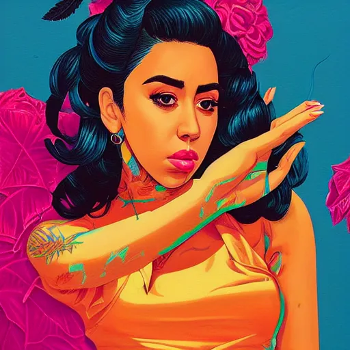 Prompt: kali uchis profile picture by sachin teng, ganja, marijuana, organic painting, hard edges, masterpiece, smoke, asymmetrical, matte paint, energetic