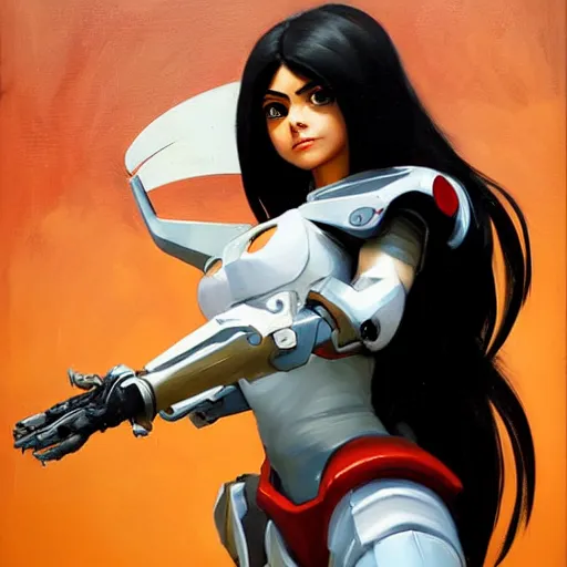Prompt: greg manchess portrait painting of battle angel alita as overwatch character, totally whack, medium shot, asymmetrical, profile picture, organic painting, sunny day, matte painting, bold shapes, hard edges, street art, trending on artstation, by huang guangjian and gil elvgren and sachin teng