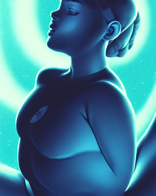 Prompt: close up of a thicc beautiful futurstic astronaut girl, floating through deep black space, few stars in the distance | | epic - fine - clean, polished, trending on artstation, brush strokes