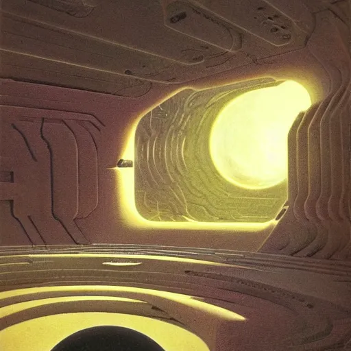 Prompt: The world is labyrinthine beyond possibility of imagining, inhabited on many levels by alien intelligence, infinite in extent, staggering in its beauty, terrifying in its weirdness, endlessly satisfying and peculiar, by Ralph McQuarrie and Bruce Pennington, cinematic lighting, hyper realism, high detail, iridescent accents