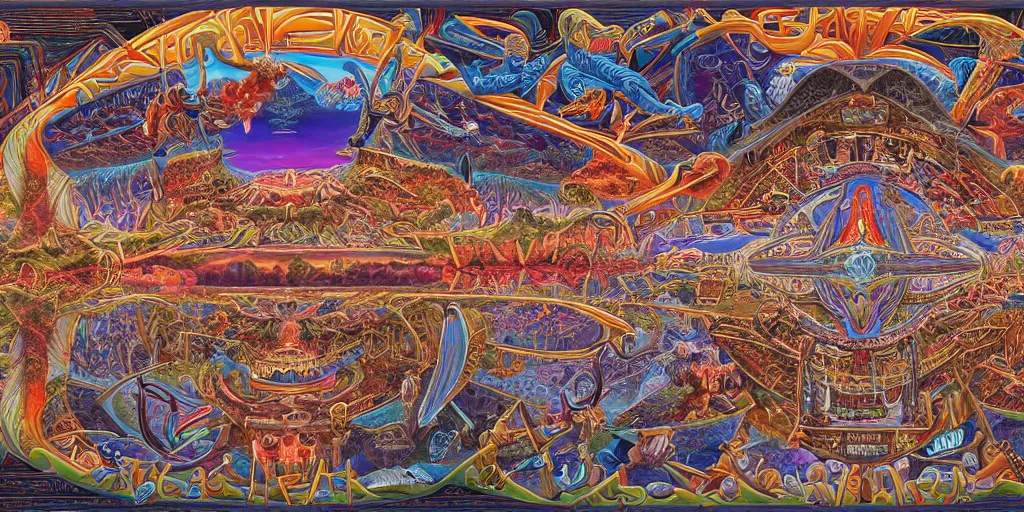 Image similar to memory palace, masterpiece composition, 8 k resolution, ultra fine illustration, art by alex grey and tokio aoyama, highly detailed,