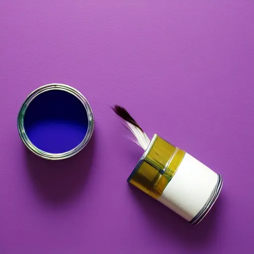 Prompt: can of paint, minimal, modern, solid colors, purple