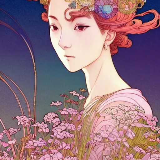 Image similar to a beautiful exquisite delicate hyperdetailed character design 4 k wallpaper illustration of a phoenix princess, victo ngai style, finely detailed perfect face delicate features directed gaze, style of studio ghibli, makoto shinkai, raphael lacoste, louis comfort tiffany, denoise, deblurring, artgerm, james jean, ross tran, alphonse maria mucha, chinese style