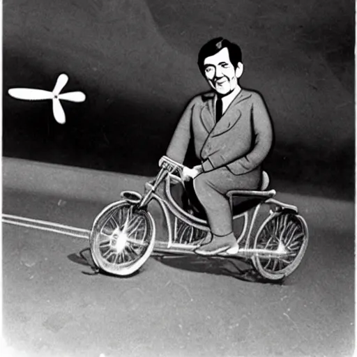 Image similar to Archival photo of Mr Bean riding the atomic bomb