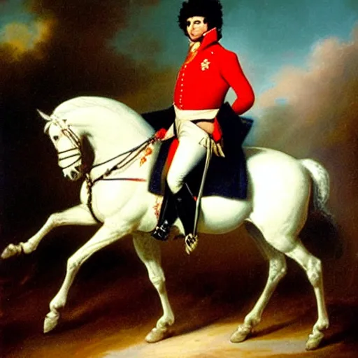 Prompt: painting of napoleon bonaparte on his horse by bob ross