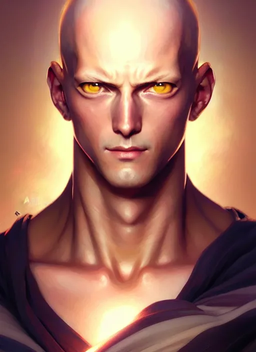 Image similar to ultra realistic illustration, handsome saitama. intricate, elegant, highly detailed, digital painting, artstation, concept art, smooth, sharp focus, illustration, art by artgerm and greg rutkowski and alphonse mucha and wlop