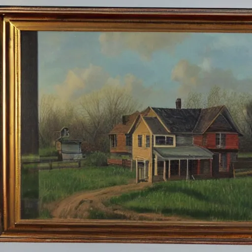 Image similar to beautiful oil painting of bishop hill colony illinois by olaf krans