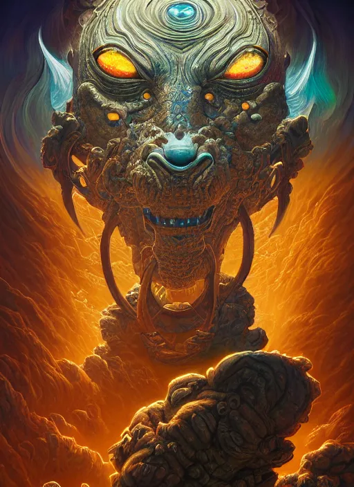 Prompt: nuclear oni mask, tesseract, atomic, neurons, extremly detailed digital painting, vibrant colors, in the style of artgem and tomasz alen kopera and fenghua zhong and peter mohrbacher, mystical colors, rim light, beautiful lighting, 8 k, stunning scene, raytracing, octane, trending on artstation