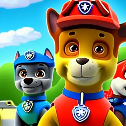 Image similar to rocky from paw patrol with all the characters from miniforce