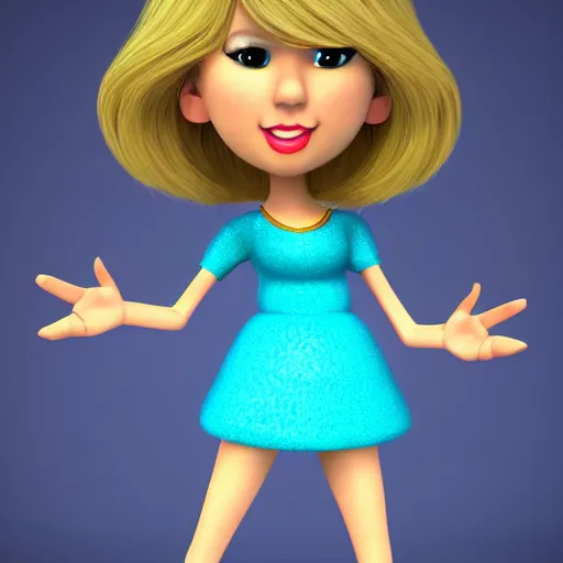 Image similar to little miss taylor swift by roger hargreaves and jim henson, octane render 3 d hd 4 k