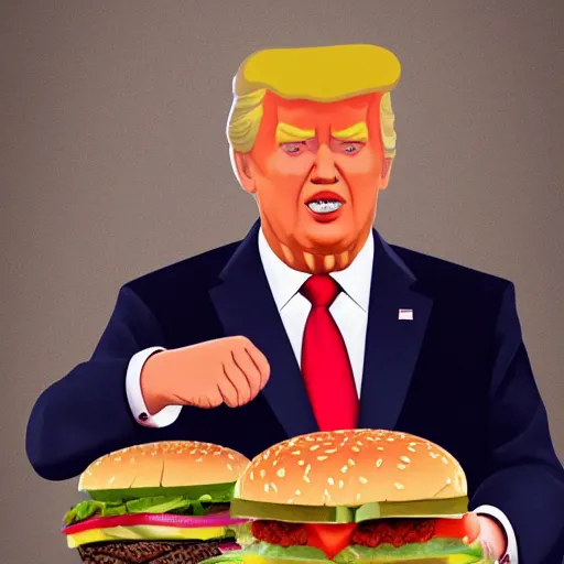 Prompt: the president of the united states of america holding a speech, but the president is a hamburger, burger, cheeseburger, food, leds, 4k 8k photorealistic, high definition, detailed, close up, artstation, favorite, trending