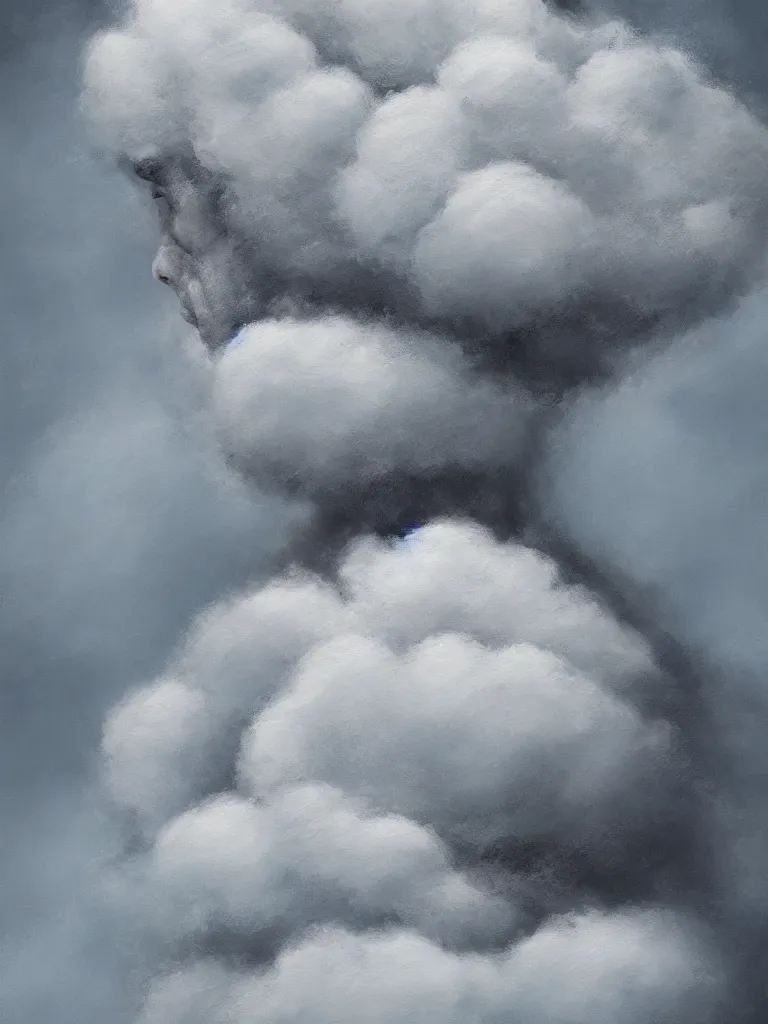 Image similar to portrait of a cloud man, detailed painting, hd, hq, high resolution, high detail, 4 k, 8 k