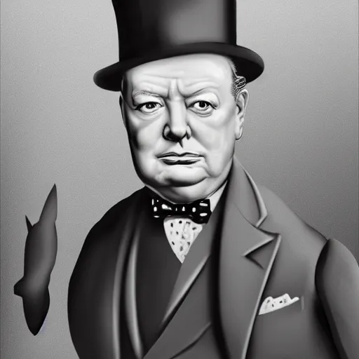 Prompt: winston churchill is iron man, highly detailed, full length portrait, photorealistic face, hd