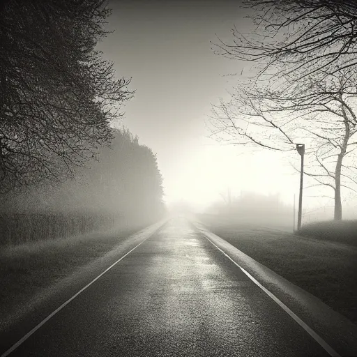 Image similar to Beautiful cameraphone, soft liminal Photograph of an estate road, early morning, estate-flat