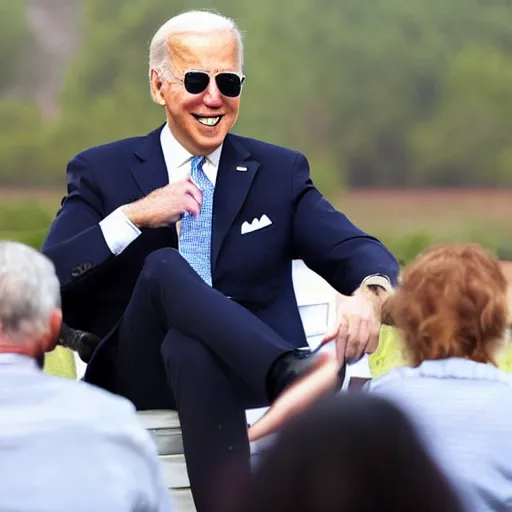 Prompt: joe biden with an amalgamated leg