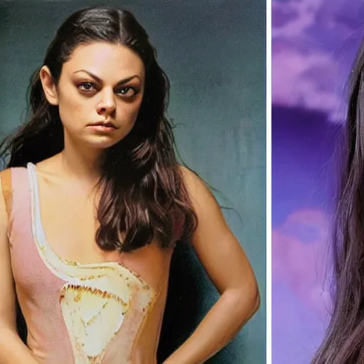 Prompt: Mila Kunis, Frank Frazetta