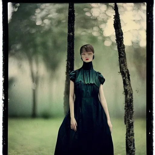 Image similar to kodak portra 4 0 0, wetplate, photo of a surreal artsy dream scene,, girl, weird fashion, extravagant dress, photographed by paolo roversi style
