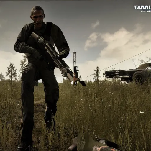 Image similar to obama as a dead body in escape from tarkov, gameplay screenshot, ingame