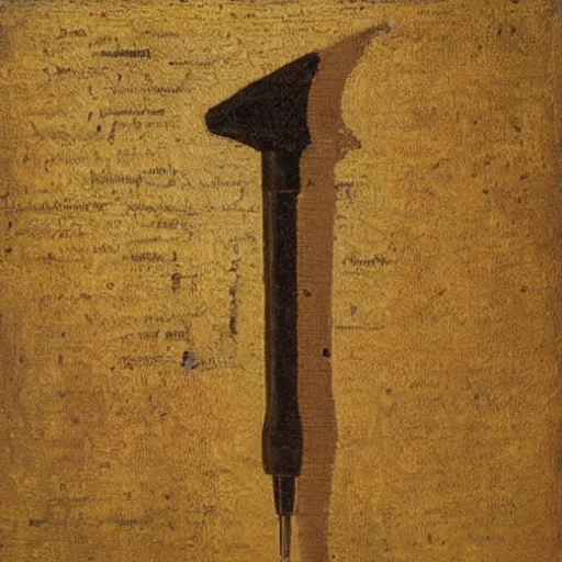 Image similar to ” an oil painting of a screwdriver, in the style of leonardo da vinci ”