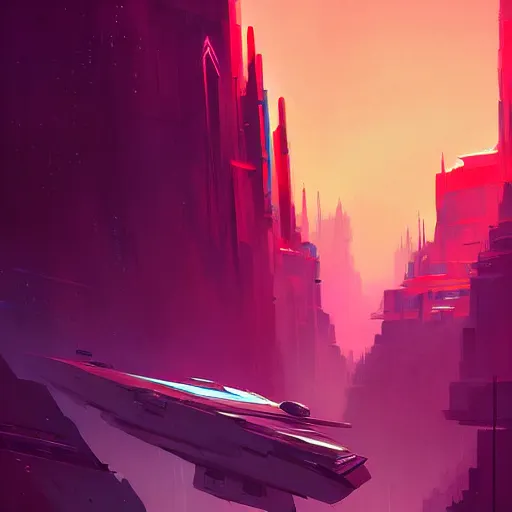 Prompt: star wars concept art, scenic environment, cyberpunk style, artwork by anton fadeev