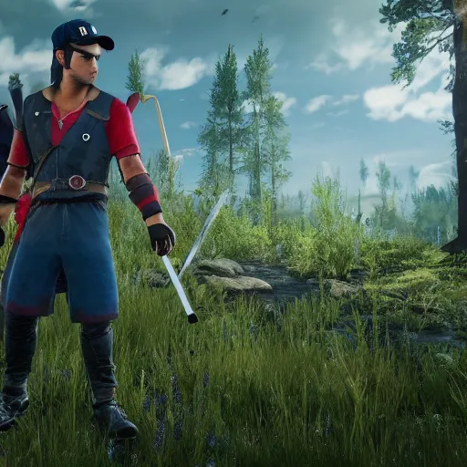 Prompt: Ash Ketchum in The Witcher 3, gameplay, 8k, HD