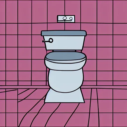 Prompt: a toilet sitting on a man in the bathroom, digital art