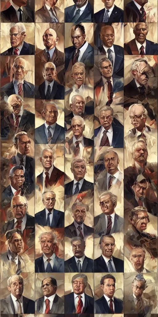 Image similar to symmetry!! all the presidents of usa, very detailed, perfect lighting, perfect composition, 4 k, artgerm, derek zabrocki, greg rutkowski