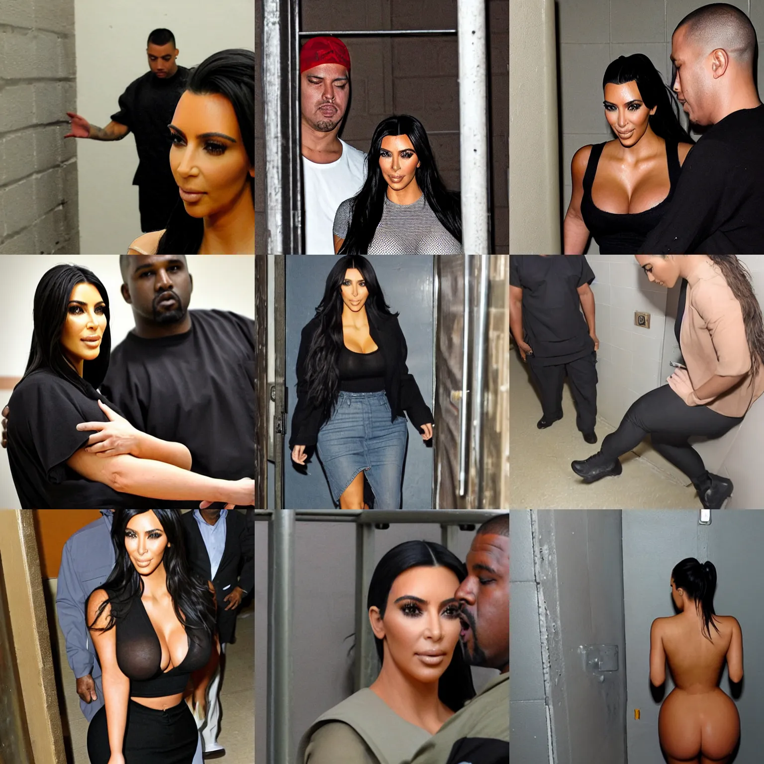 Prompt: kim kardashian in a prison cell with a man