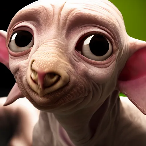 Image similar to photographic portrait of dobby from peepshow, 8 k