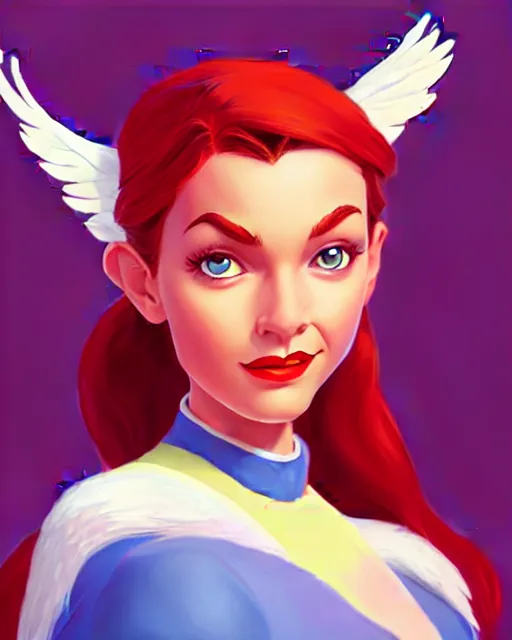 Prompt: 3 / 4 powerful cute disney woman with wings, digital painting, artstation, concept art, smooth, sharp focus, illustration, disney, symmetry face, fine details. art by alex ross, brittney lee