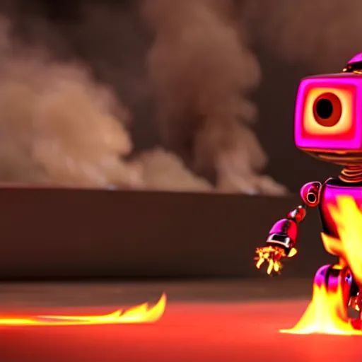 Prompt: a cute little robot consists fire. super realistic 8 k render of a elegant, cinematic composition