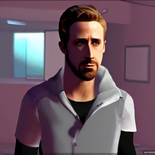 Image similar to ryan gosling in mirror's edge, in game screenshot