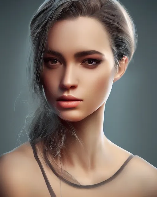 Image similar to Beautiful woman's portrait. Trending on artstation. Digital render by Yury Kantsevich.