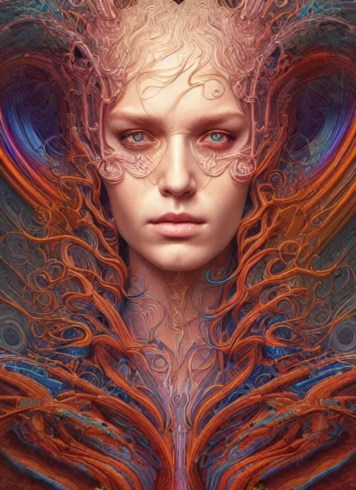 Prompt: hyper detailed masterpiece, psychedelic synthwave pattern face mask elven portrait, jean giraud, digital art painting, dream wave aesthetic, ethereal, artgerm, donato giancola, tom bagshaw