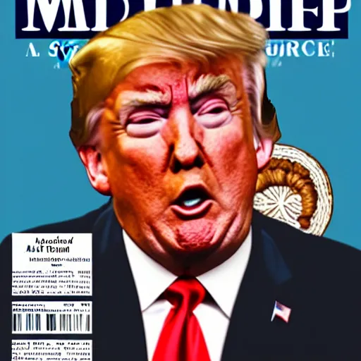 Image similar to Donald Trump on the cover of MAD art style Al Gaffee