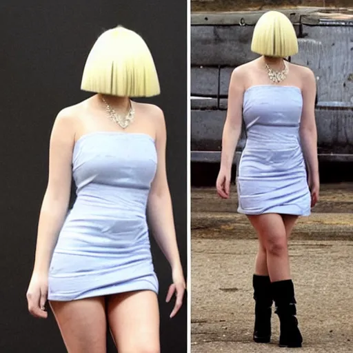 Image similar to sia furler wearing a short dress photoshoot