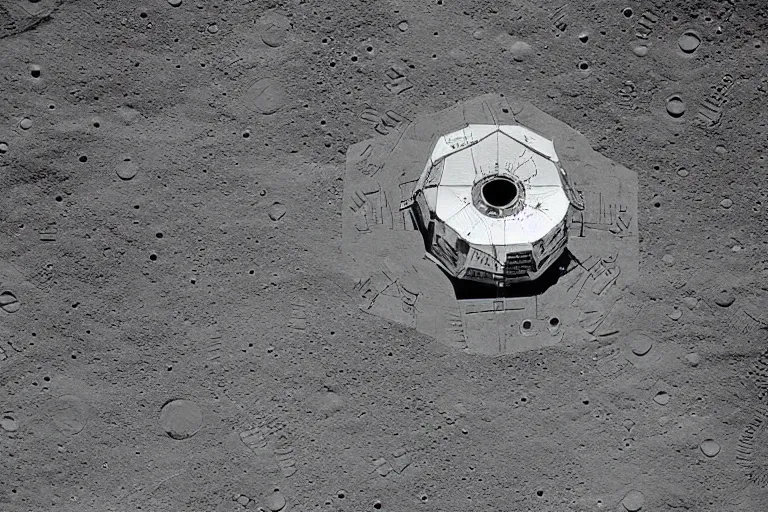 Image similar to a base on the moon, old photograph, vintage, taken from satellite,