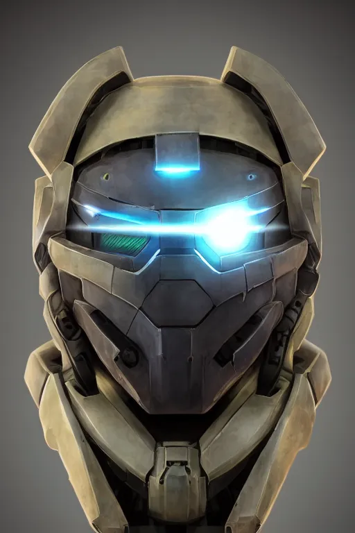 Image similar to robot ninja mask helmet halo master chief radiating a glowing aura global illumination ray tracing hdr fanart arstation by ian pesty and katarzyna da „ bek - chmiel