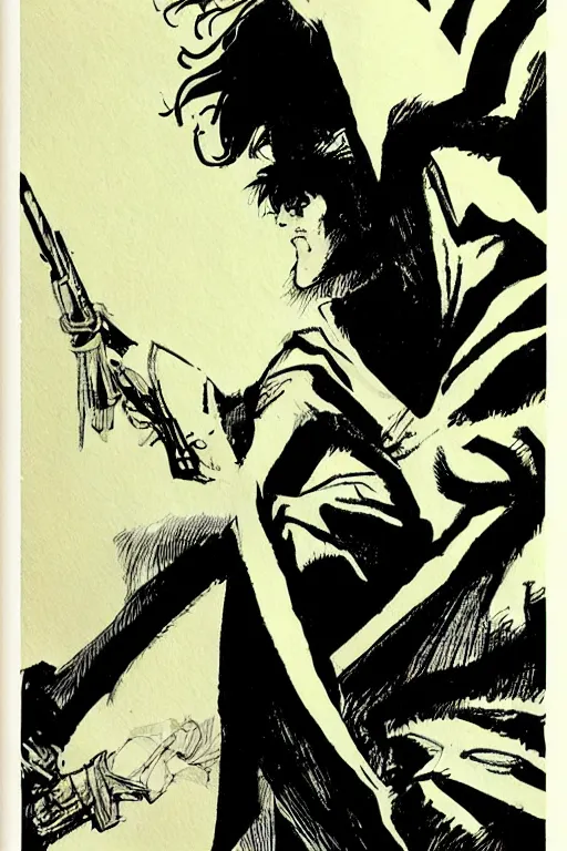 Image similar to sandman comic book, illustration, art by hugo pratt, corto maltese art style