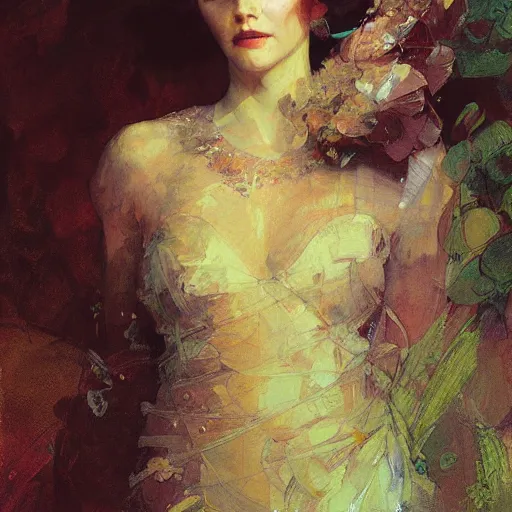 Prompt: mandelbulb portrait of a beautiful woman by ruan jia, greg manchess, mucha